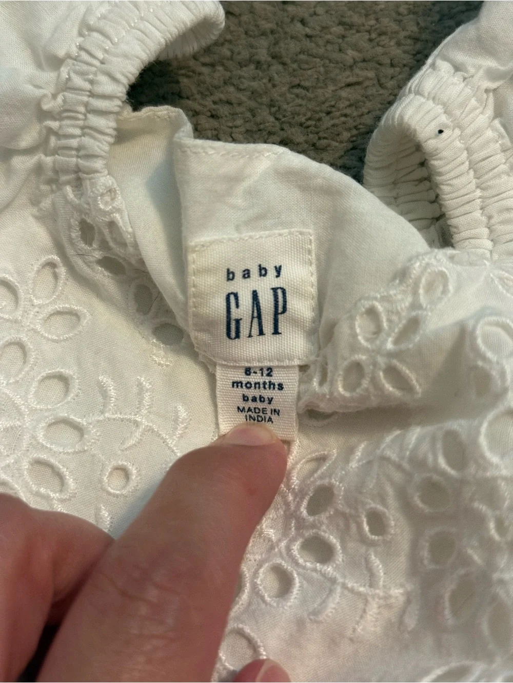 Baby Gap White Eyelet Flutter Sleeve Dress